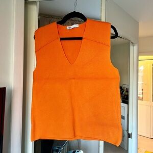 Stylish orange vest fall knit